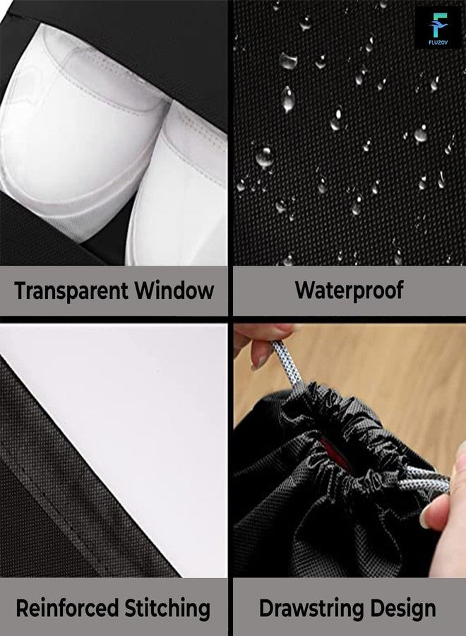 FLUZOV Shoe Bags for Travel & Storage (Pack of 6) - Water-Resistant Footwear Organizer Pouch for Men & Women - Portable Black Shoe Covers for Gym, Suitcase Packing & Closet Organization - Image 4
